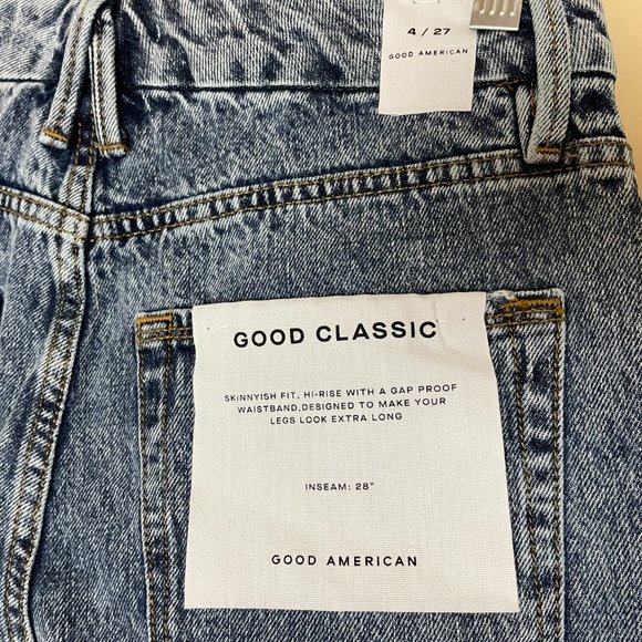 Good American Good Classic Denim Distressed Jeans Size 27 NWT - Picture 7 of 10